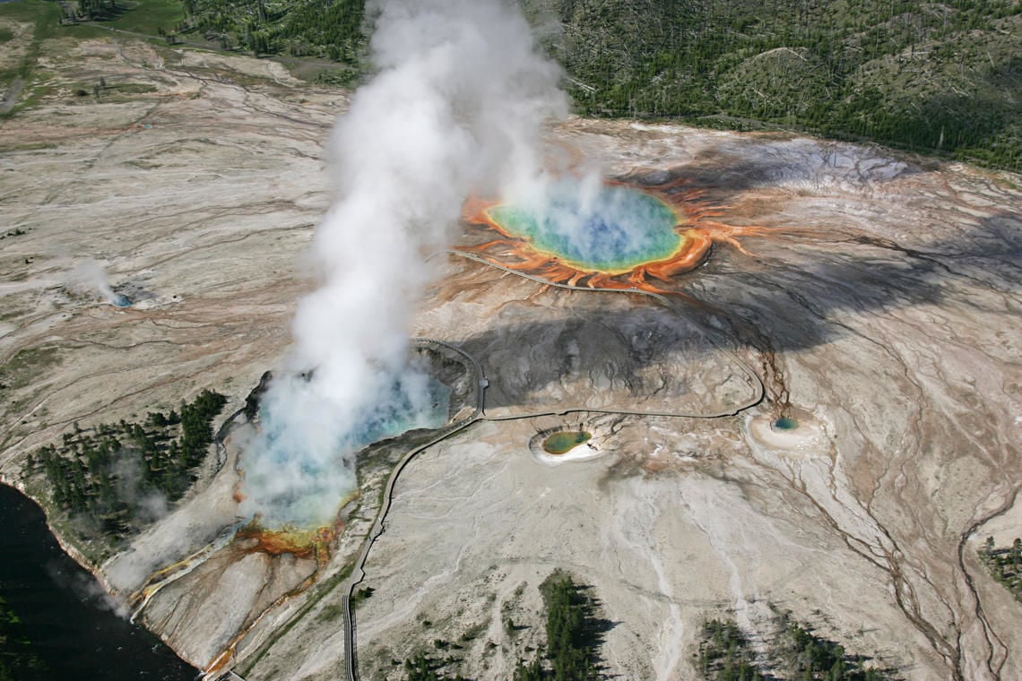 Excelsior Geyser and Grand Prismatic Spring