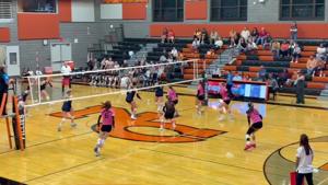 After a long rally, Natrona County earns a 3-1 victory over Cody when Cody's final kill sails out of bounds.