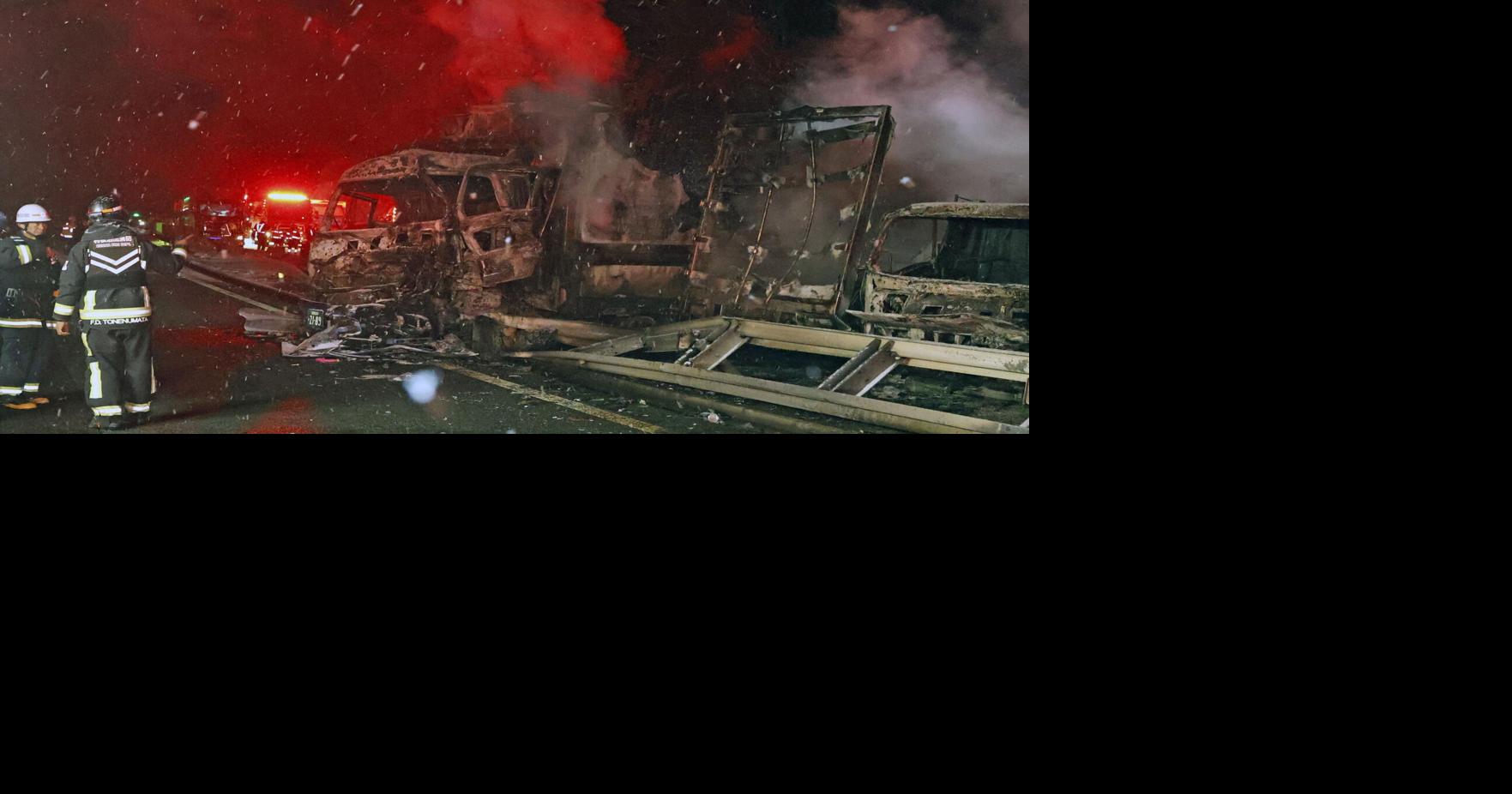 Massive crash on a highway in Japan kills 2 people, injures 26 as holiday season starts