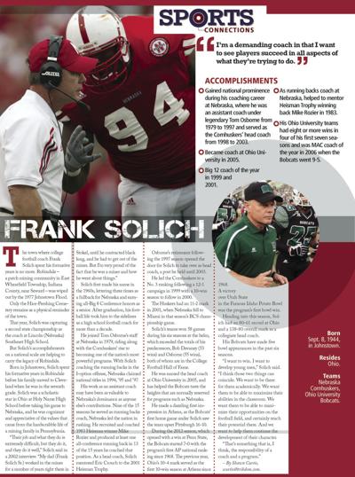 Sports Connections Robindale Native Solich Found Success At Nebraska Ohio U Sports Tribdem Com