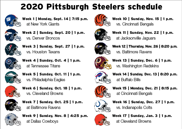 Steelers release 2020 schedule | Sports | tribdem.com