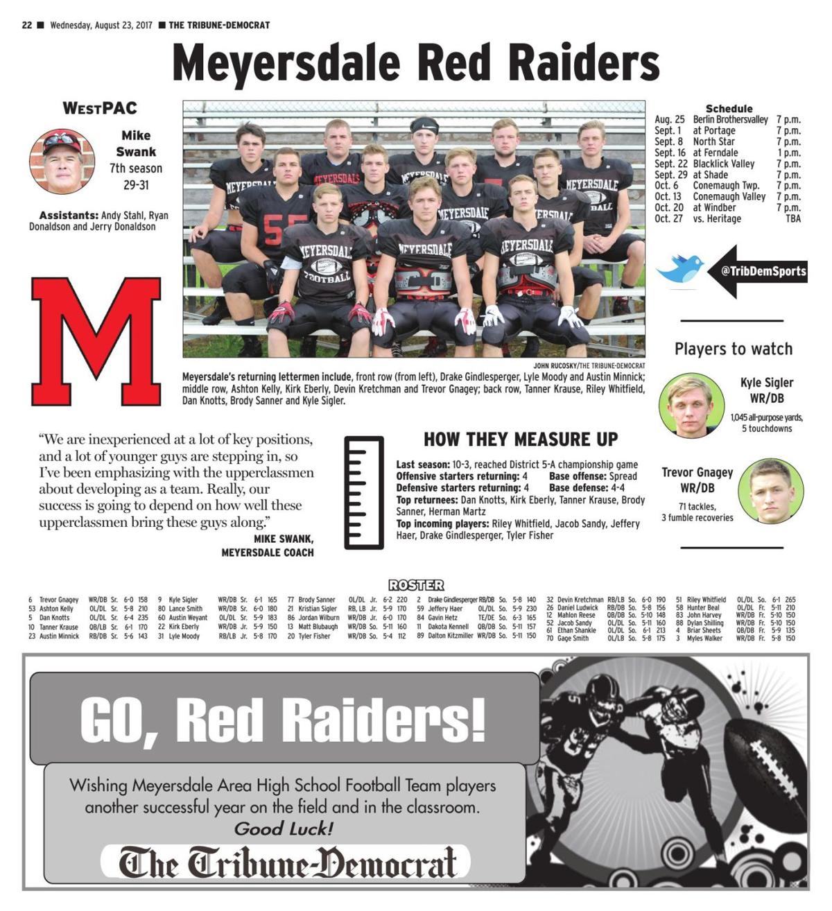 Meyersdale football preview Red Raiders planning to stress team