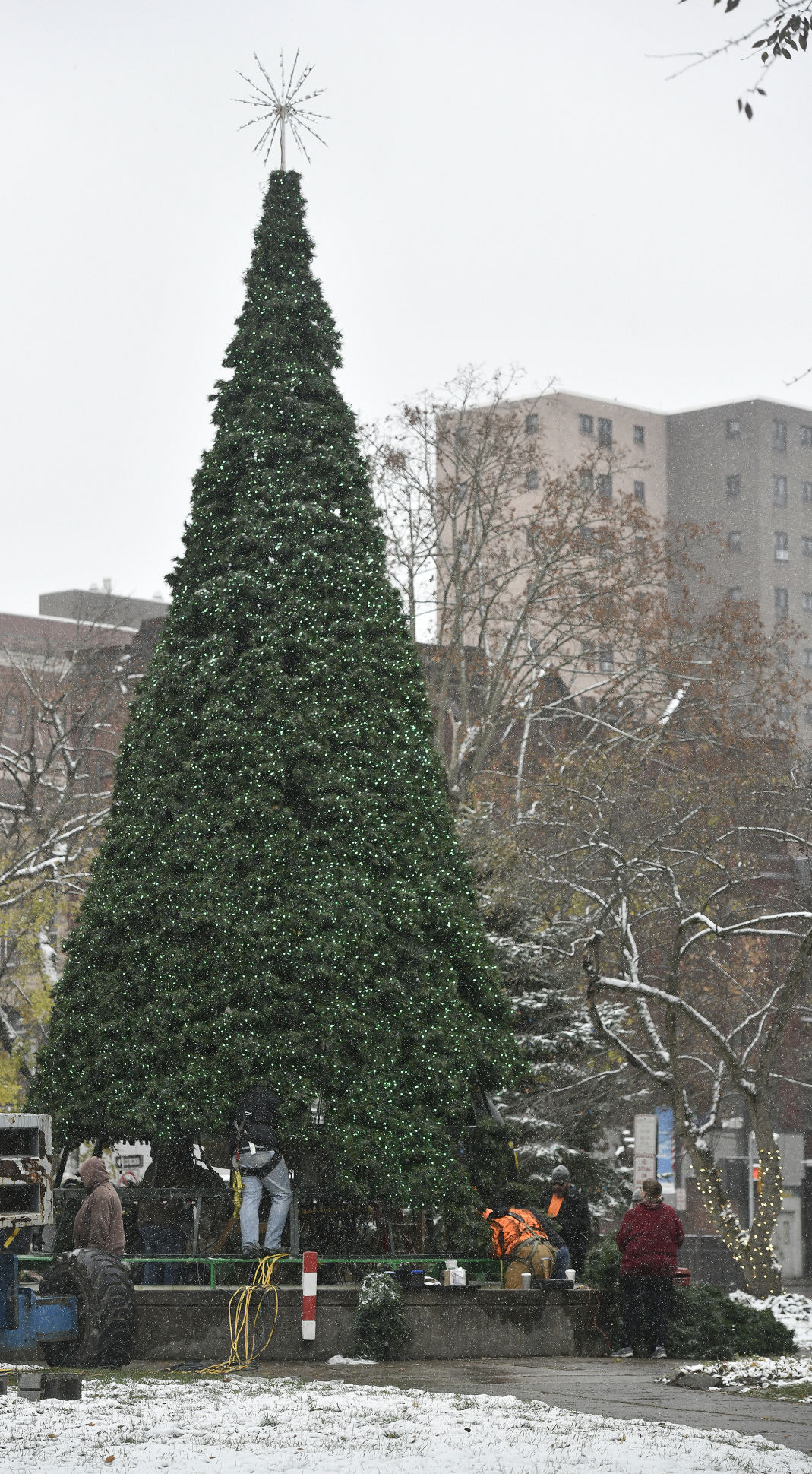 PHOTO GALLERY Workers and volunteers install the Christmas Tree