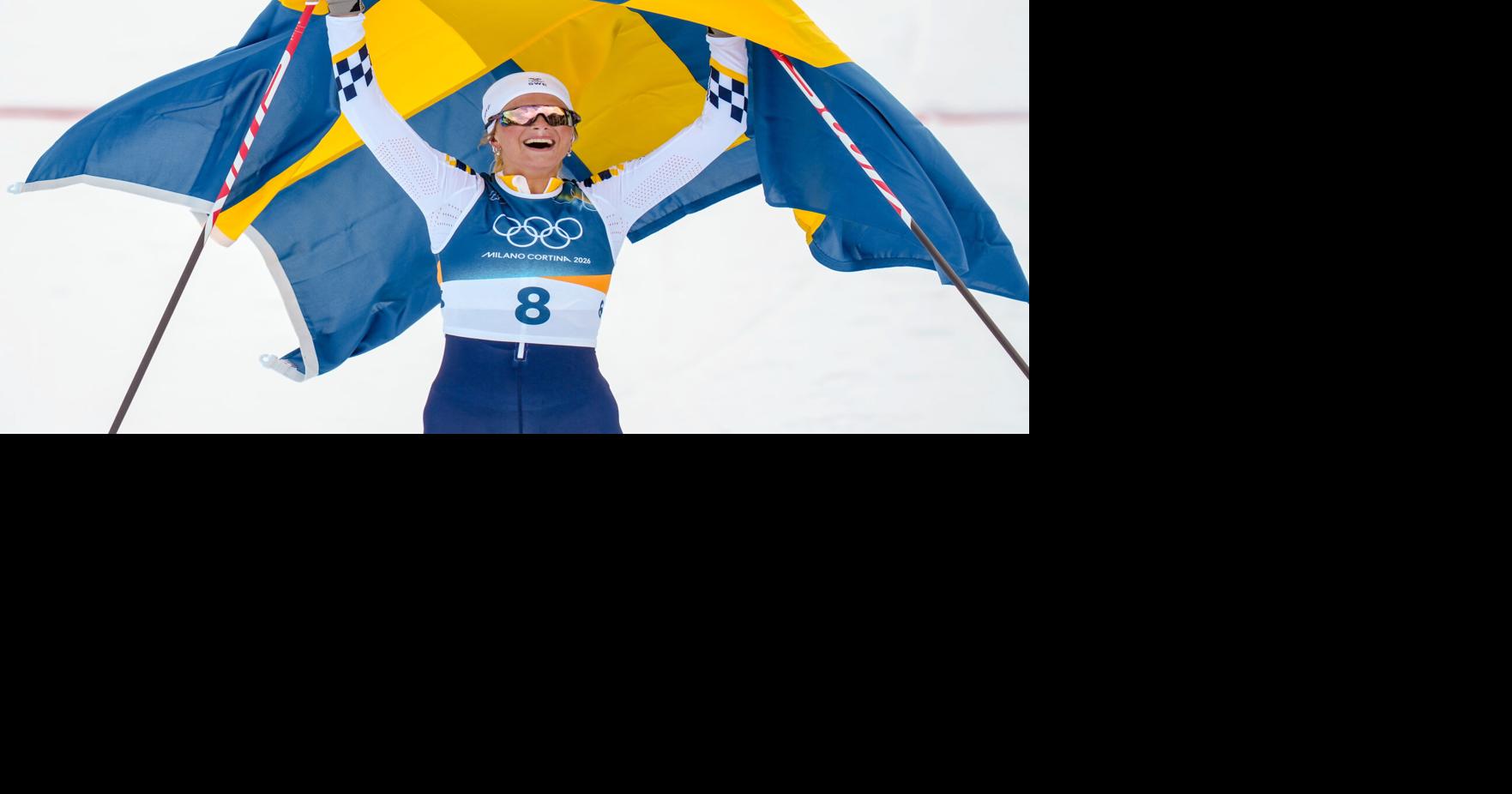 Sweden's Frida Karlsson wins gold at Milan Cortina in skiathlon; USA's Diggins falls early in race