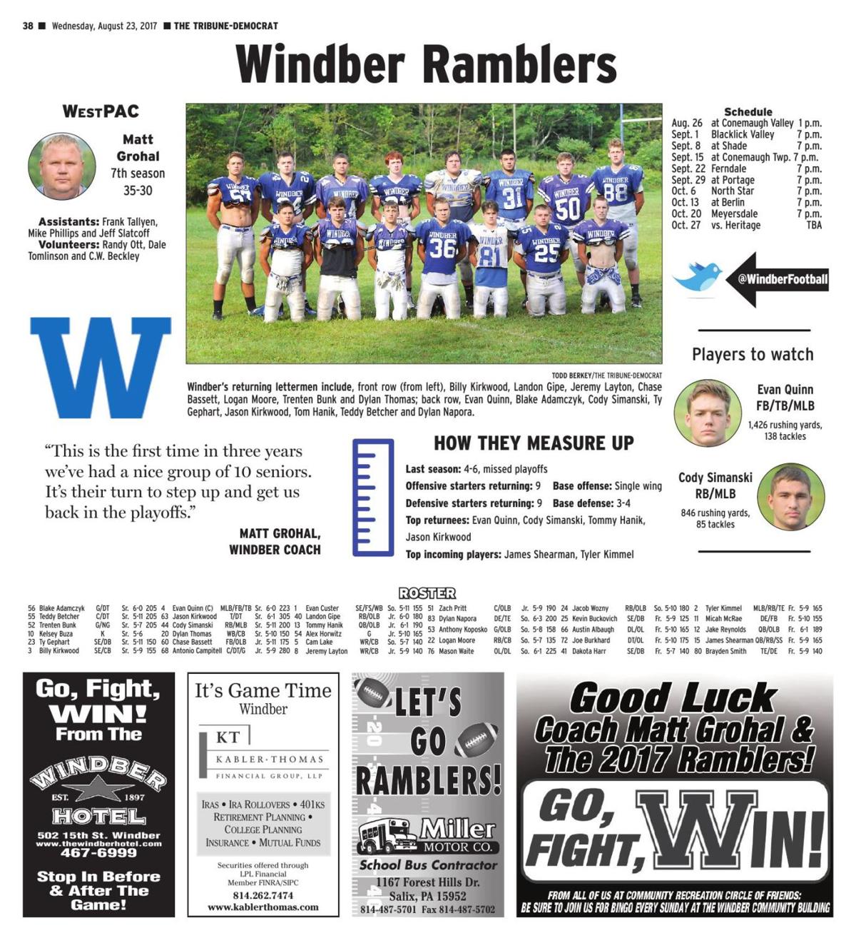 Windber football preview Ramblers ready to roll Sports