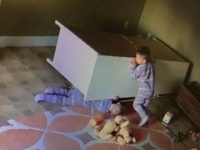 Toddler Boy Pushes Fallen Dresser Off Twin Brother In Video News