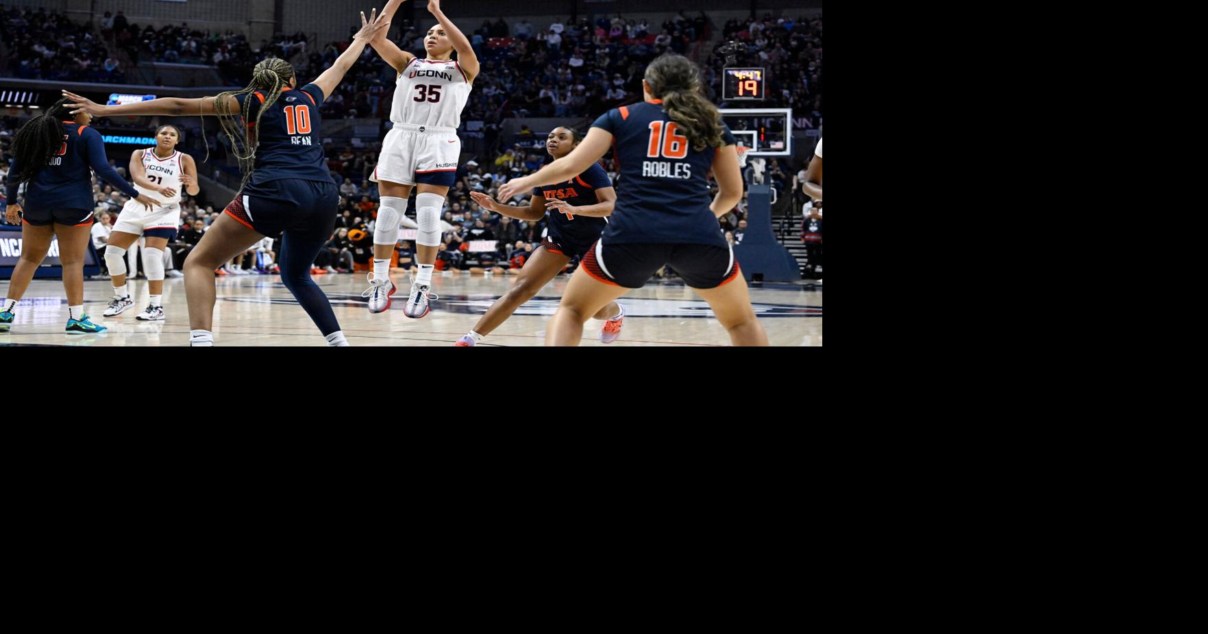 Connecticut women overwhelm Texas-San Antonio 90-52 as the Huskies roll in their March Madness opener