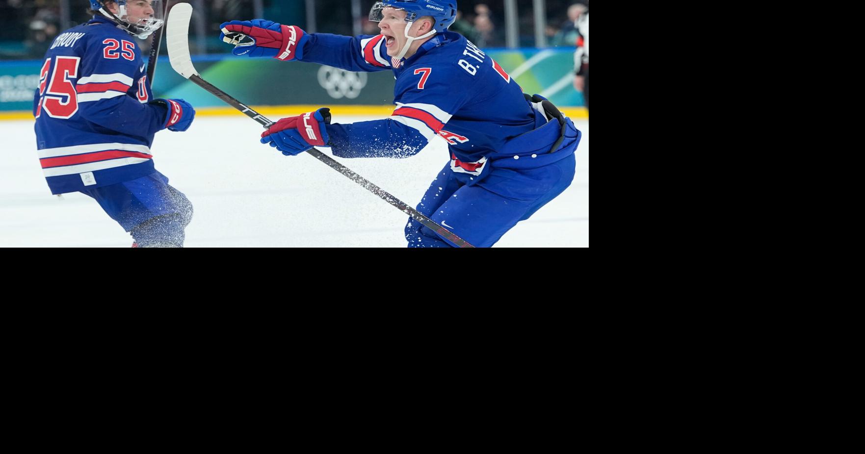 Jack Eichel and Brady Tkachuk power the U.S. past Denmark at the Olympics