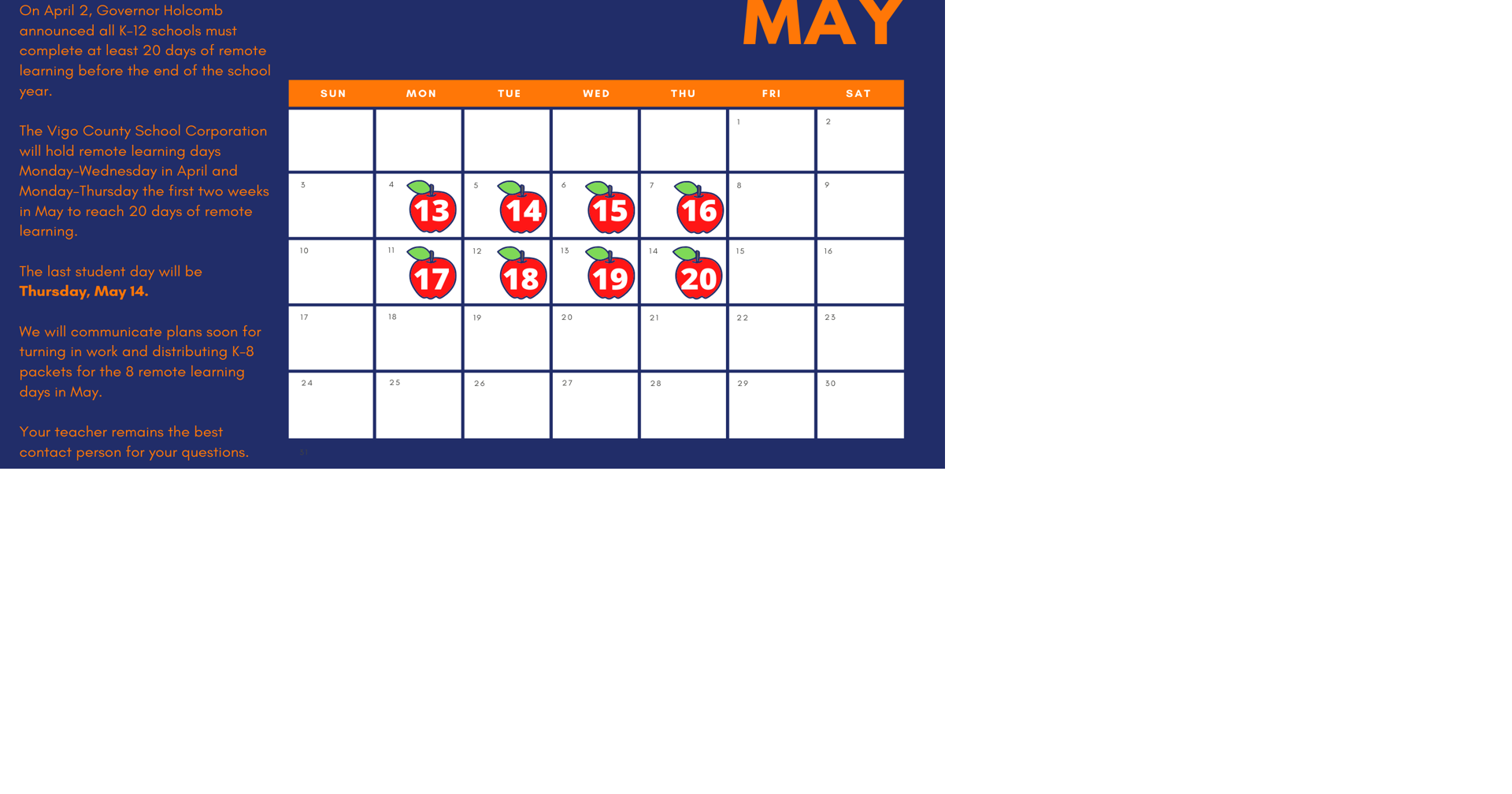 Vigo schools will shift to 4-day remote learning weeks in May; last day May  14 | Local News | tribstar.com