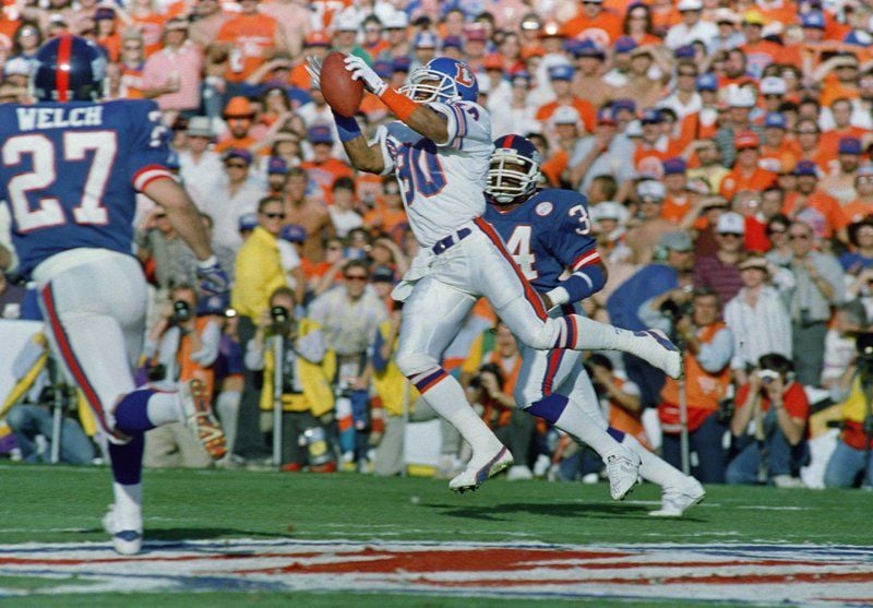 John Elway to Mark Jackson for an 80 yard TD pass against the Browns i