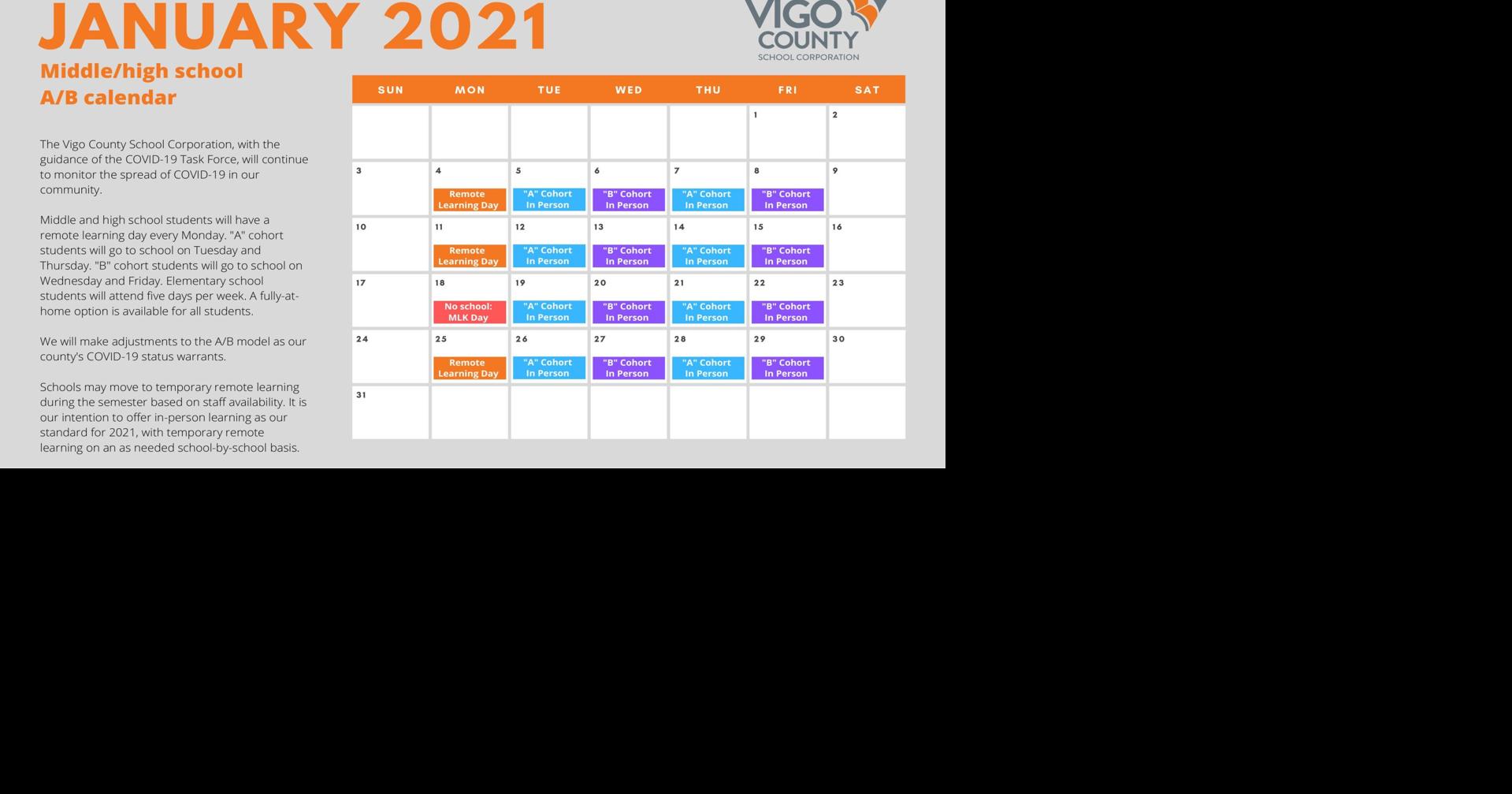 VCSC releases schedule for January return to school | News | tribstar.com