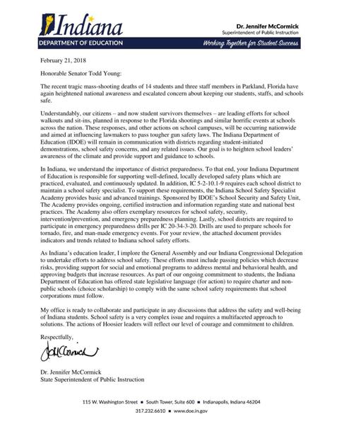 State Schools Chief Pens Letter On School Safety News Tribstar Com