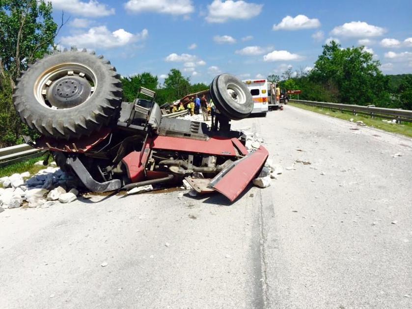 UPDATE Two men remain hospitalized following tractor, truck crash on