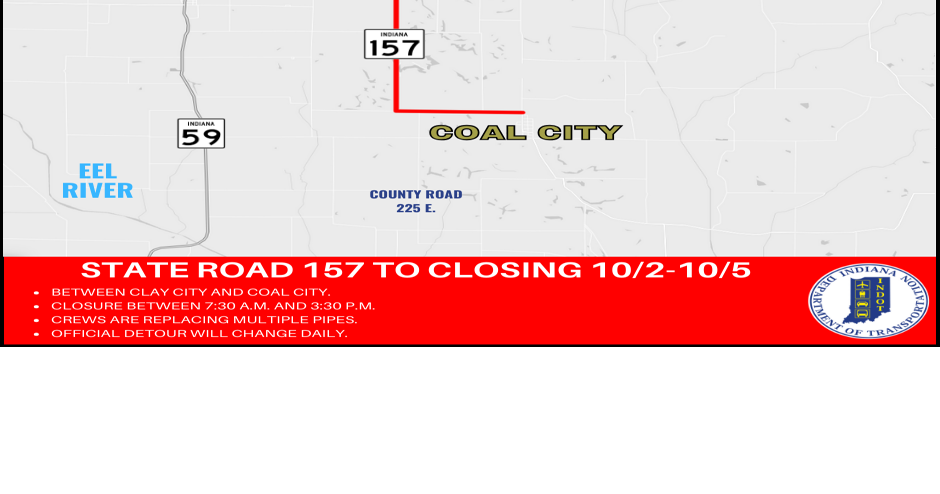Temporary closure of Indiana 157 scheduled | Local News | tribstar.com