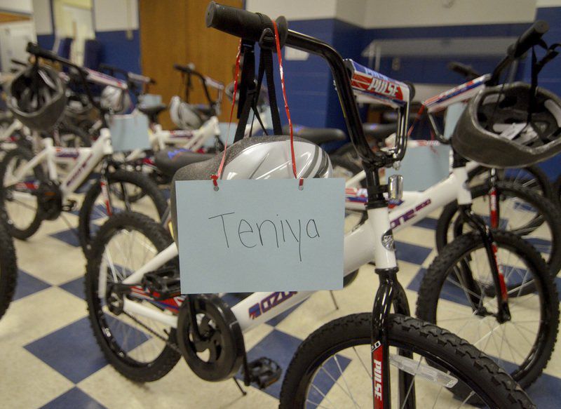 Tykes earn bikes Academy Sports West Vigo Elementary reward