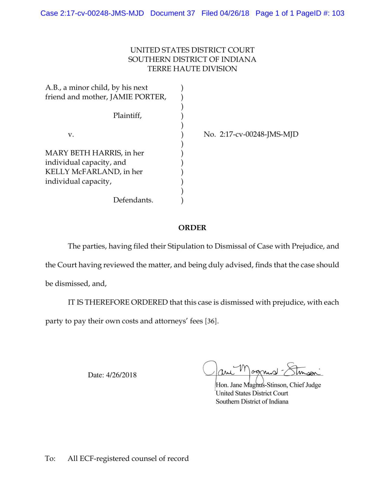 proposed order granting motion to dismiss