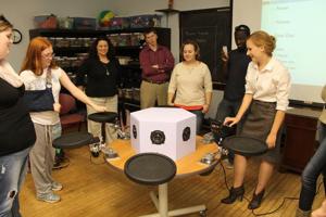 Woods music therapy graduate designs one-of-a-kind drum table