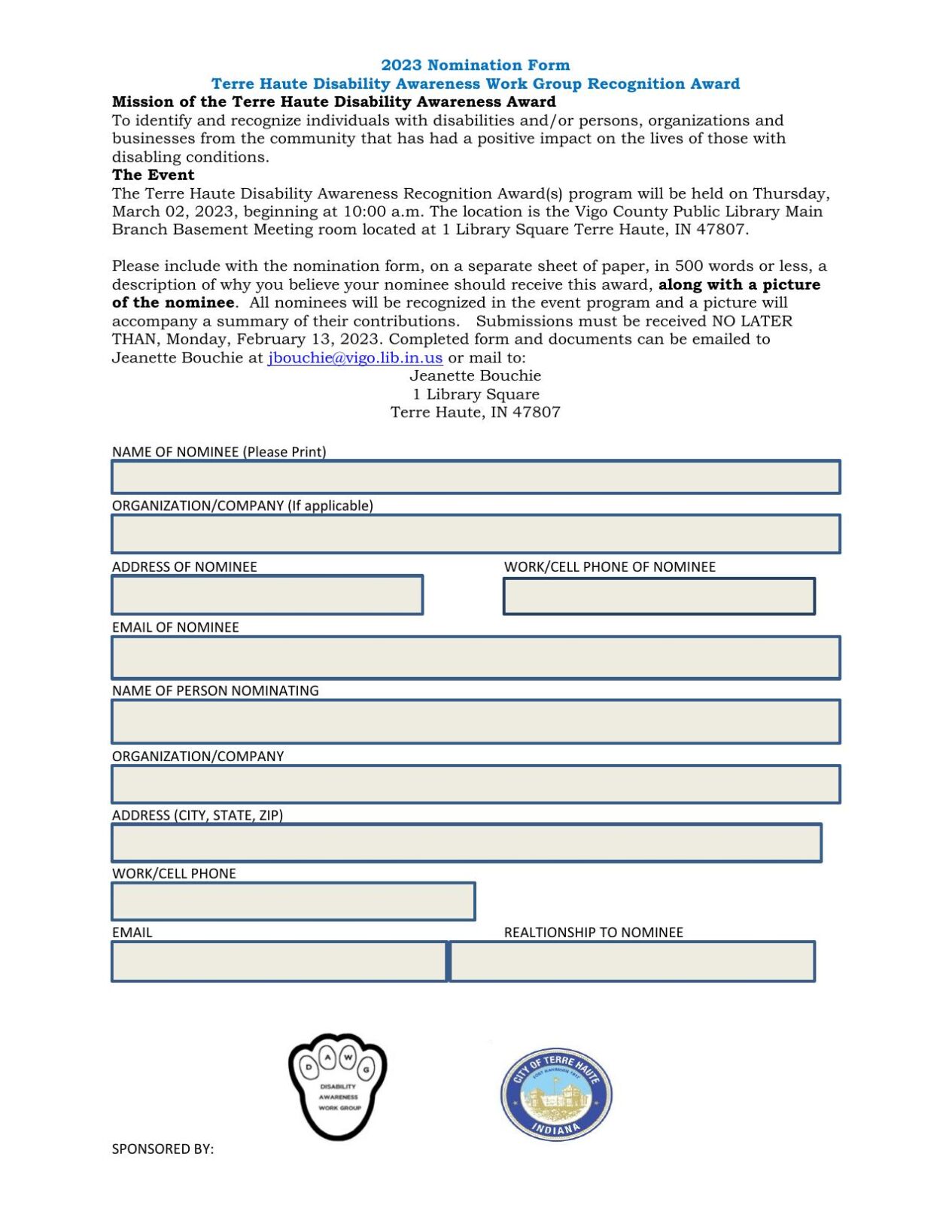 2023 DAWG Nomination Form.pdf  tribstar image