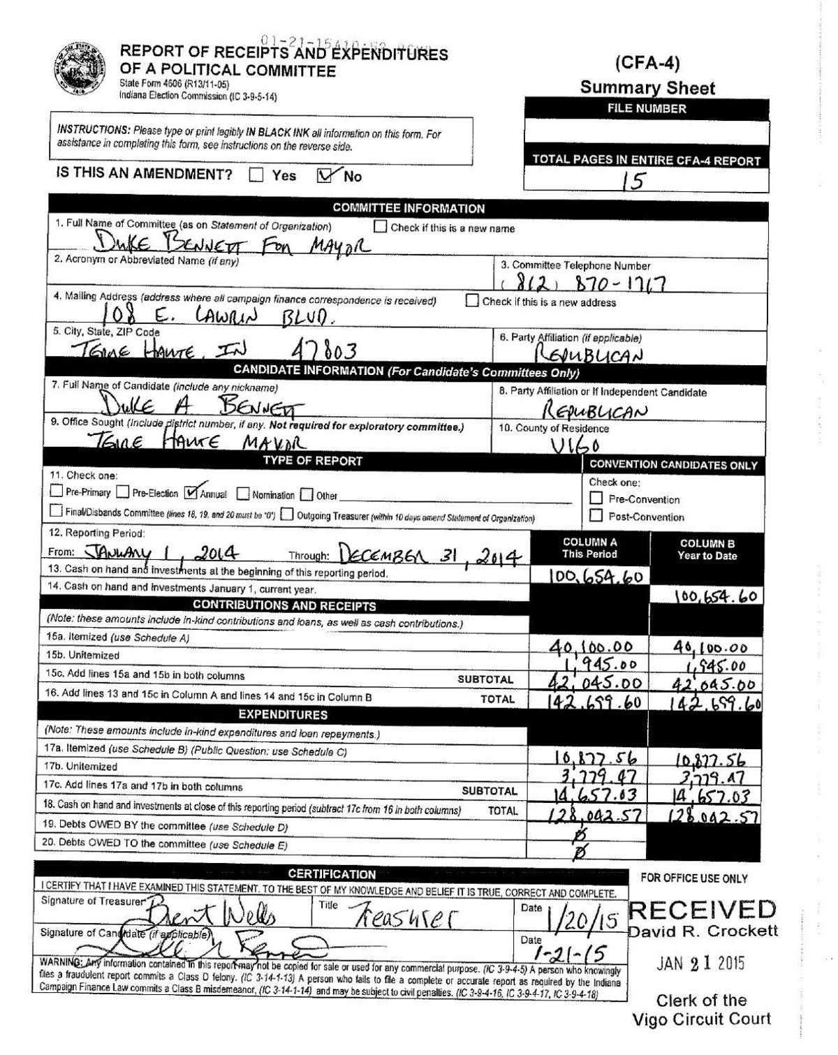 Duke Bennett Annual 2014 Local News tribstar.com