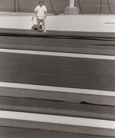 Memorial Stadium turf replaced, 1989