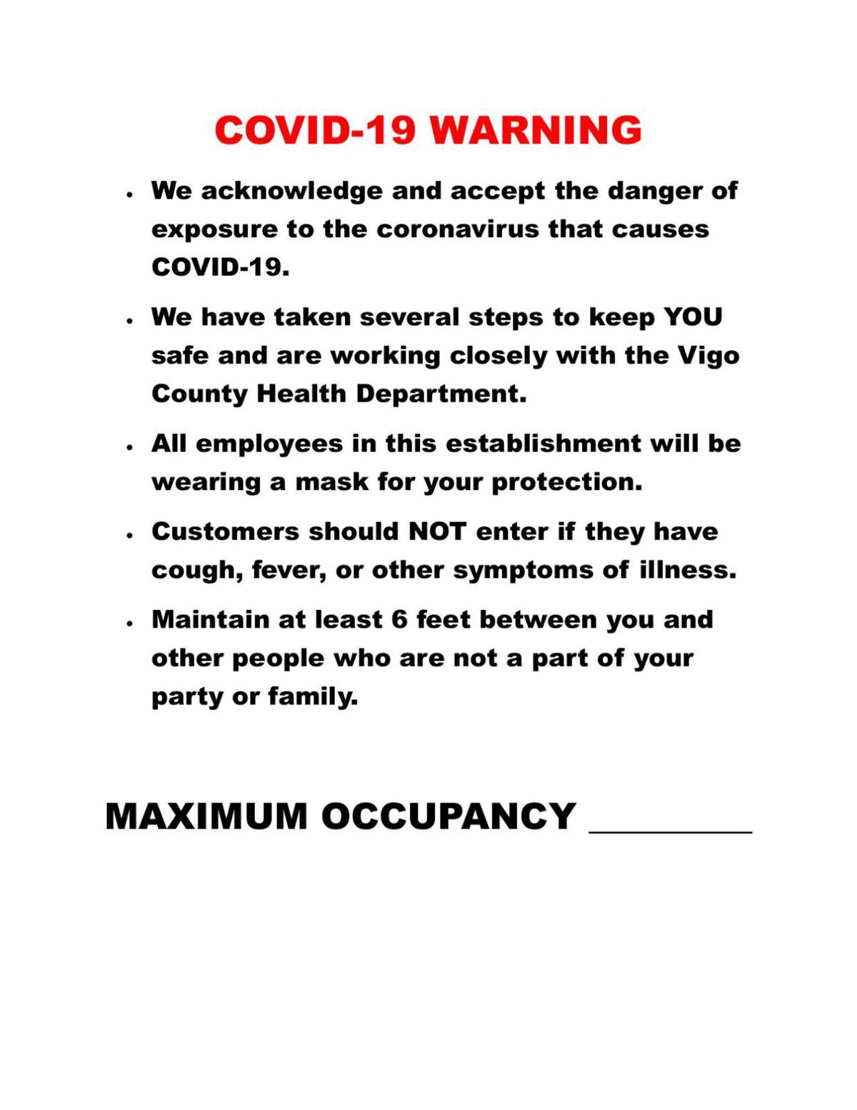 Covid 19 Sign For Restaurants Tribstar Com