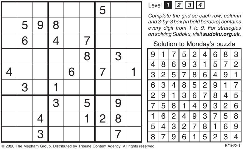 sudoku 061620 pdf tribstar com