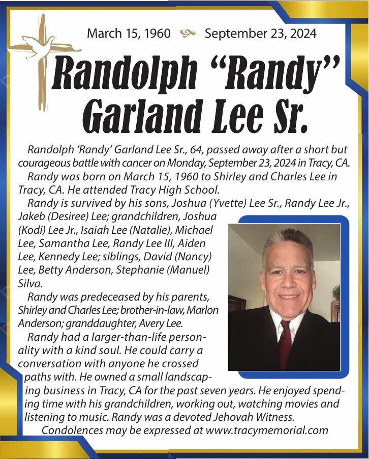 Randolph "Randy'' Garland Lee Sr. Tracy Press Obituaries