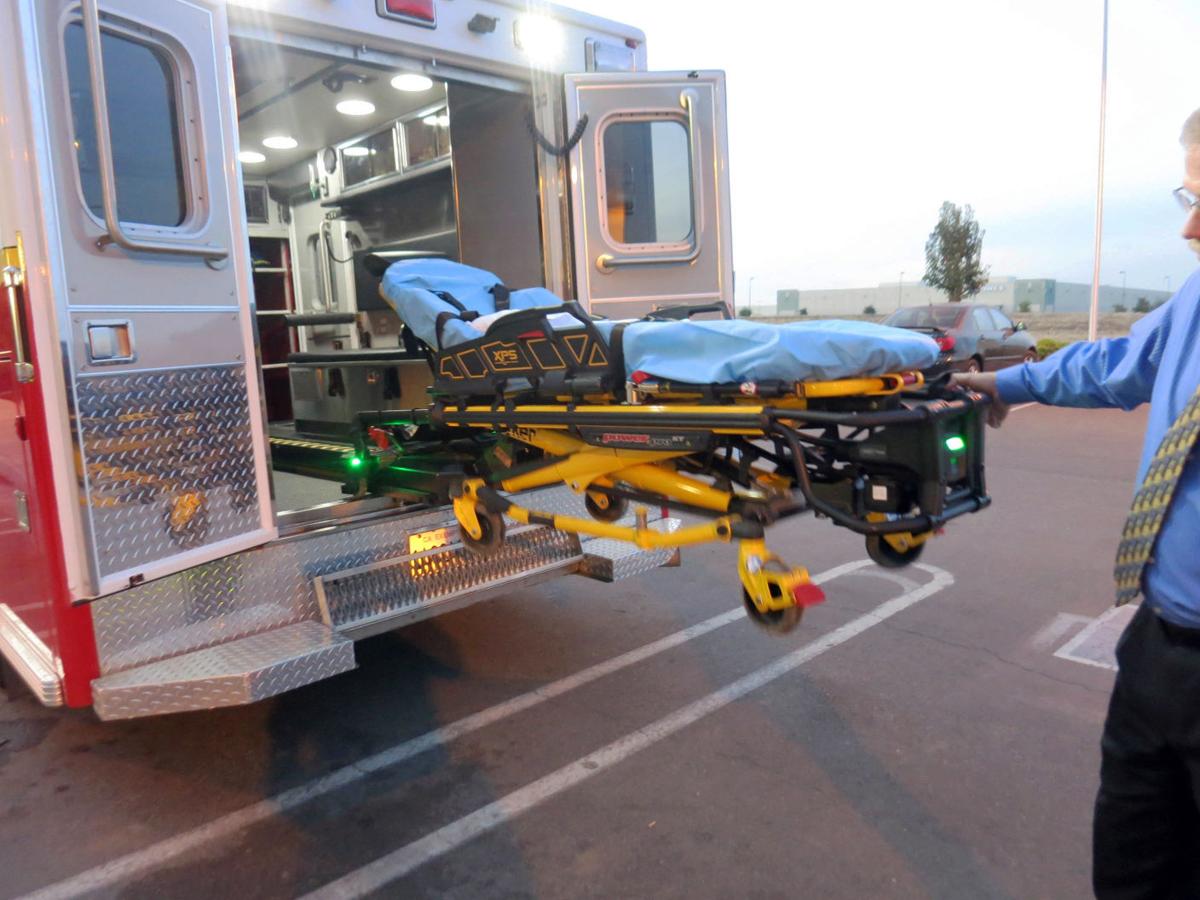 Patterson ambulances outfitted with powered gurneys, loading equipment