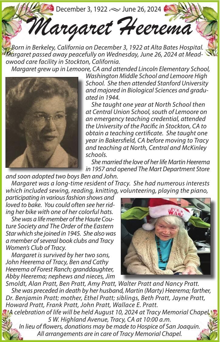 Margaret Heerema Tracy Press Obituaries