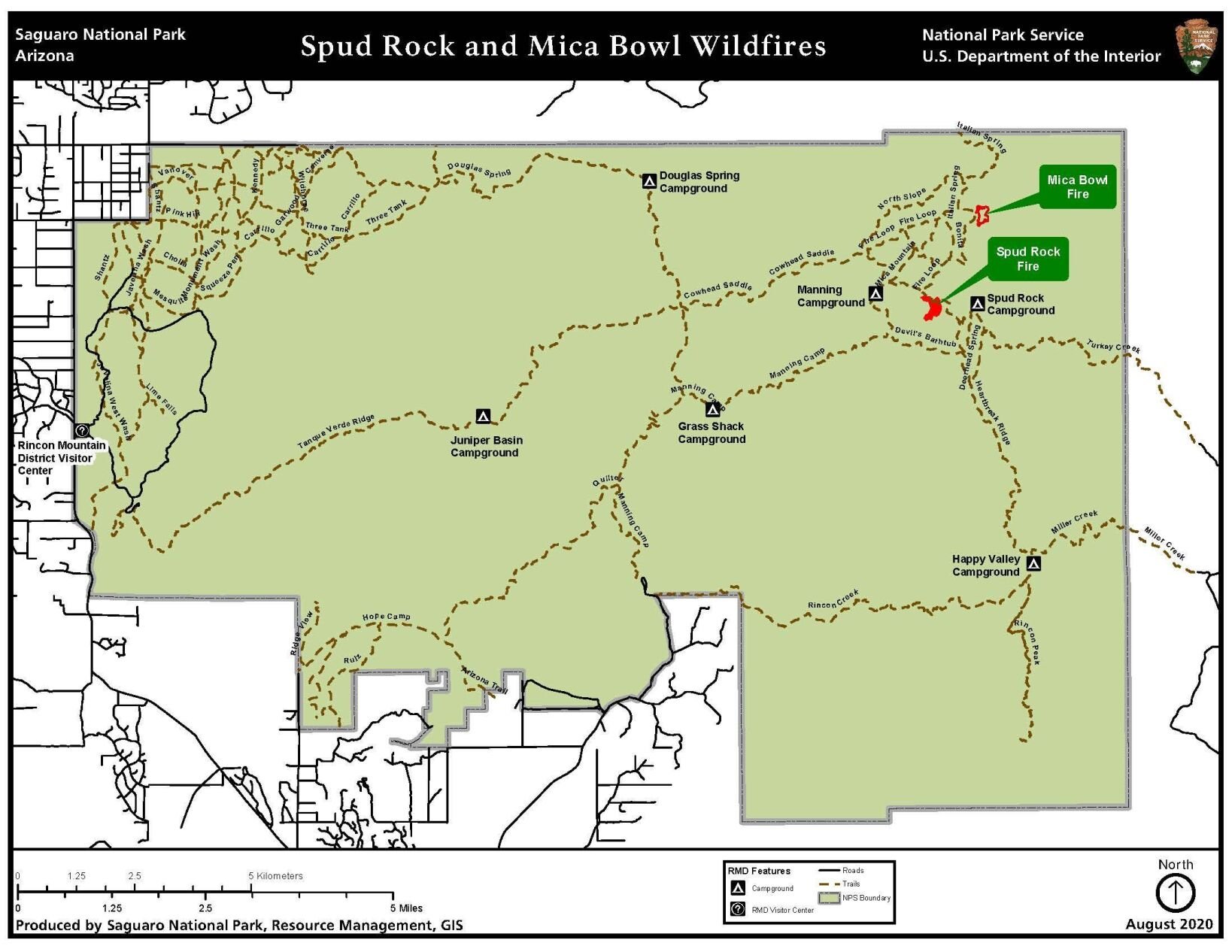 Lightning-sparked fires burning in Rincon Mountains close campgrounds ...