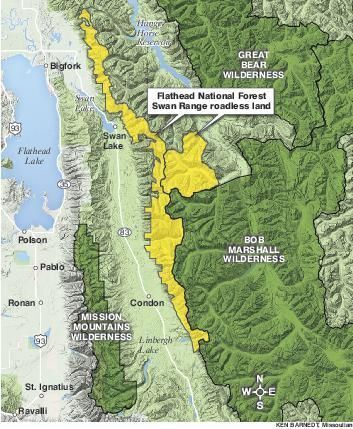 Swan Range roadless land map