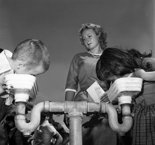 New teacher at first day of school in 1960