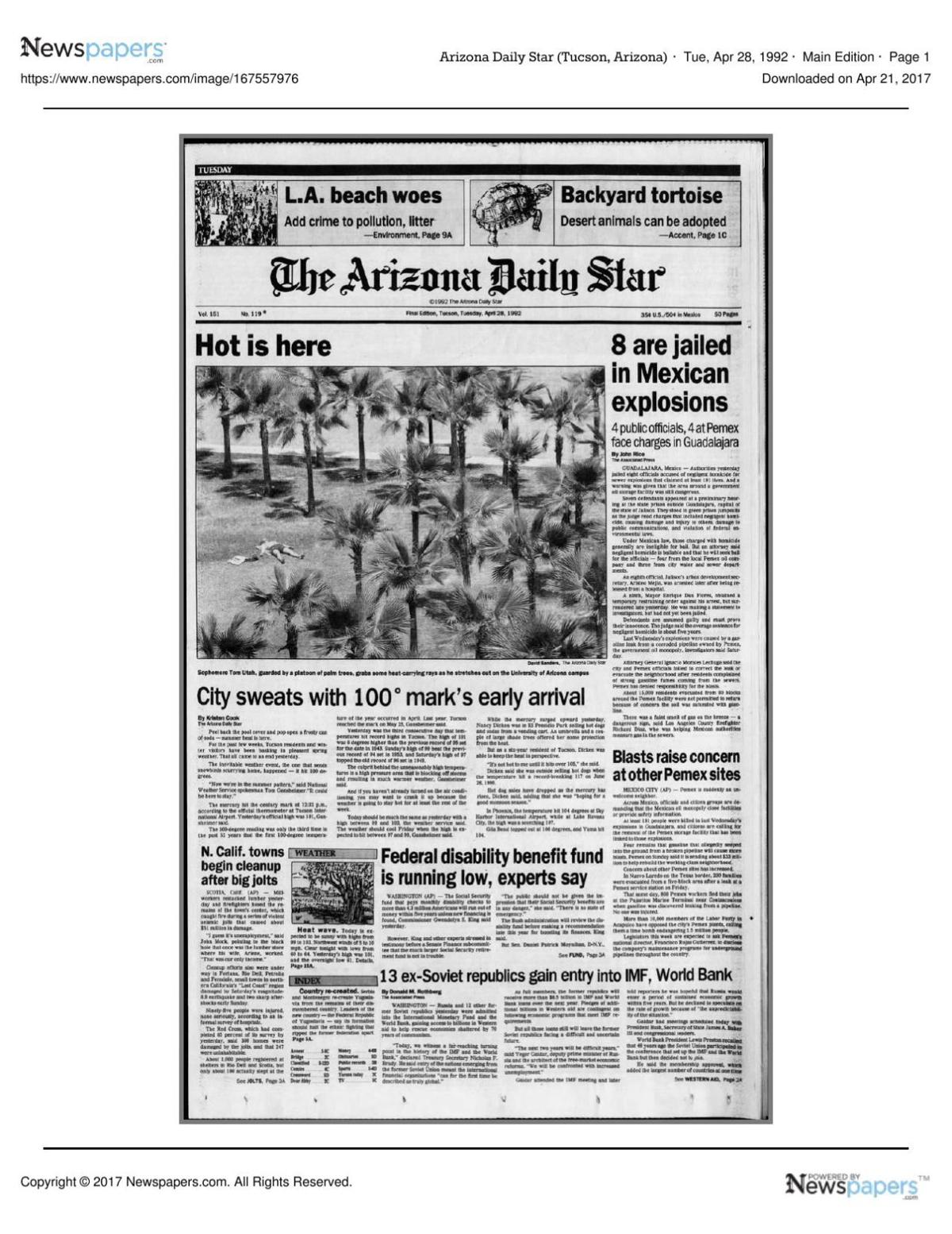 Arizona Daily Star front page April 28, 1992.pdf