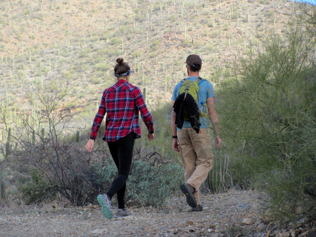 Hikers in Saguaro National Park west of Tucson