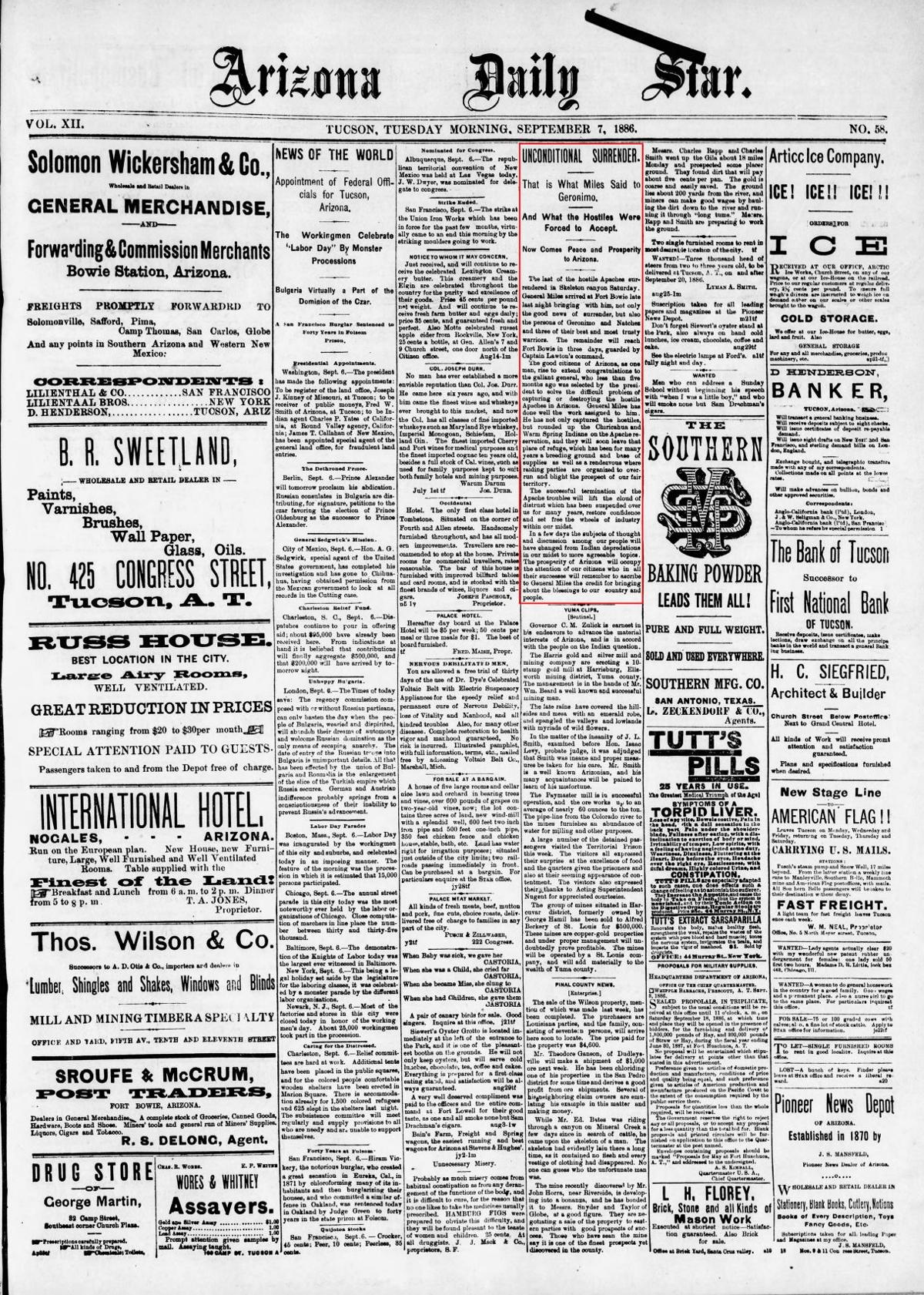 Sept. 7, 1886: Geronimo surrenders