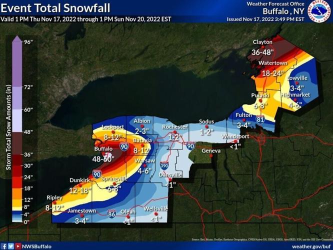 nws snow storm updated totals 4 to 5 feet