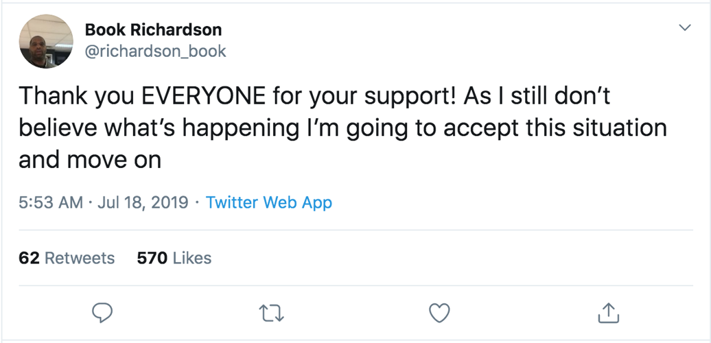 Book Richardson tweet