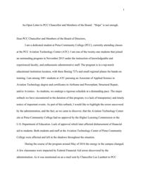 Aviation student letter to PCC leadership