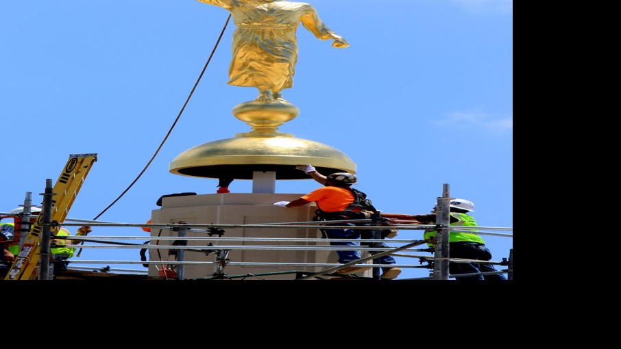 Golden statue placed atop Mormon temple in Tucson