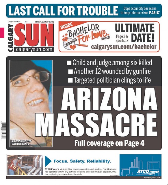 Gallery Tucson shooting on newspaper front pages across the country