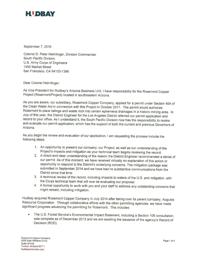 Hudbay letter to Corps Sept. 7, 2016