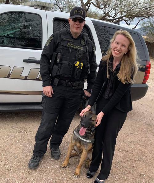 Lisa Bayless and the Oro Valley PD K9, Diesel.