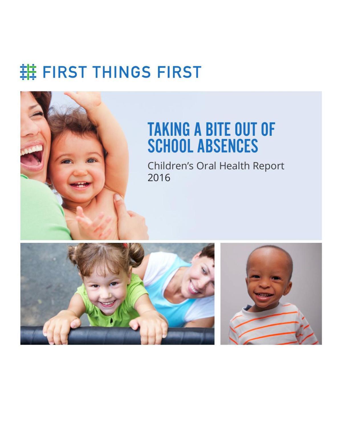First Things First Children's Oral Health Report, 2016