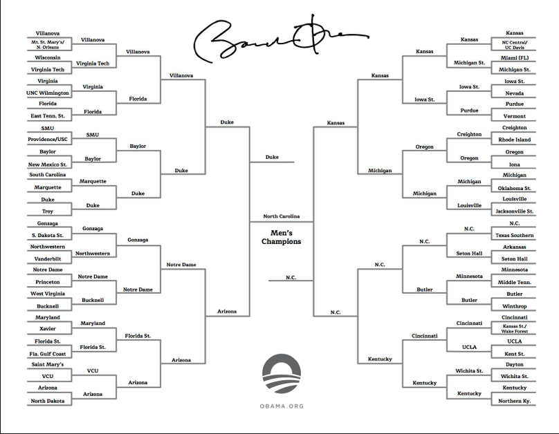 Barack Obama's 2017 NCAA Tournament picks