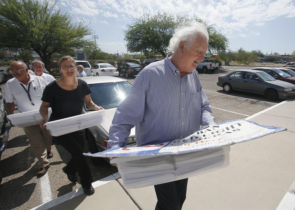 John Kromko with petitions