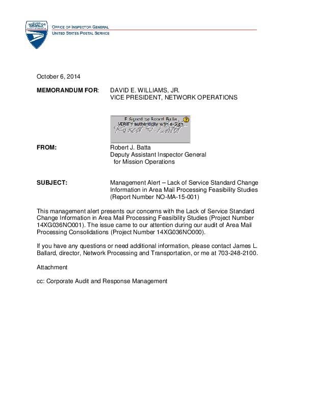 Office of Inspector General report