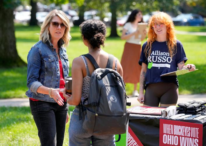 Candidate with college students