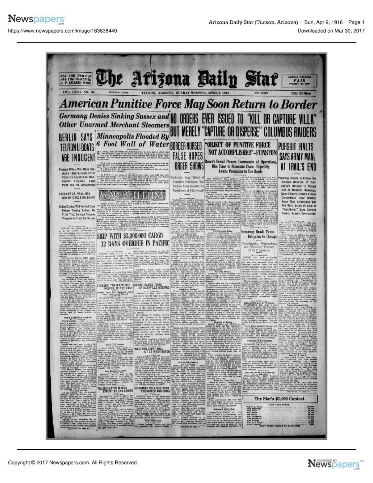 Arizona Daily Star front page April 9, 1916.pdf