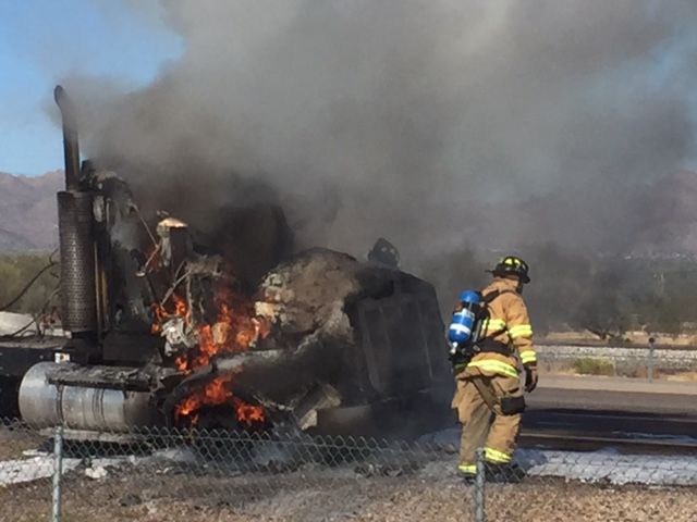 Tractor-trailer fire