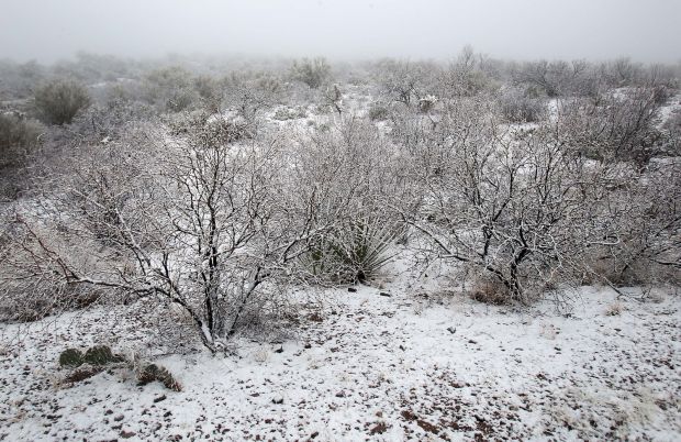 Snow falls in Tucson area